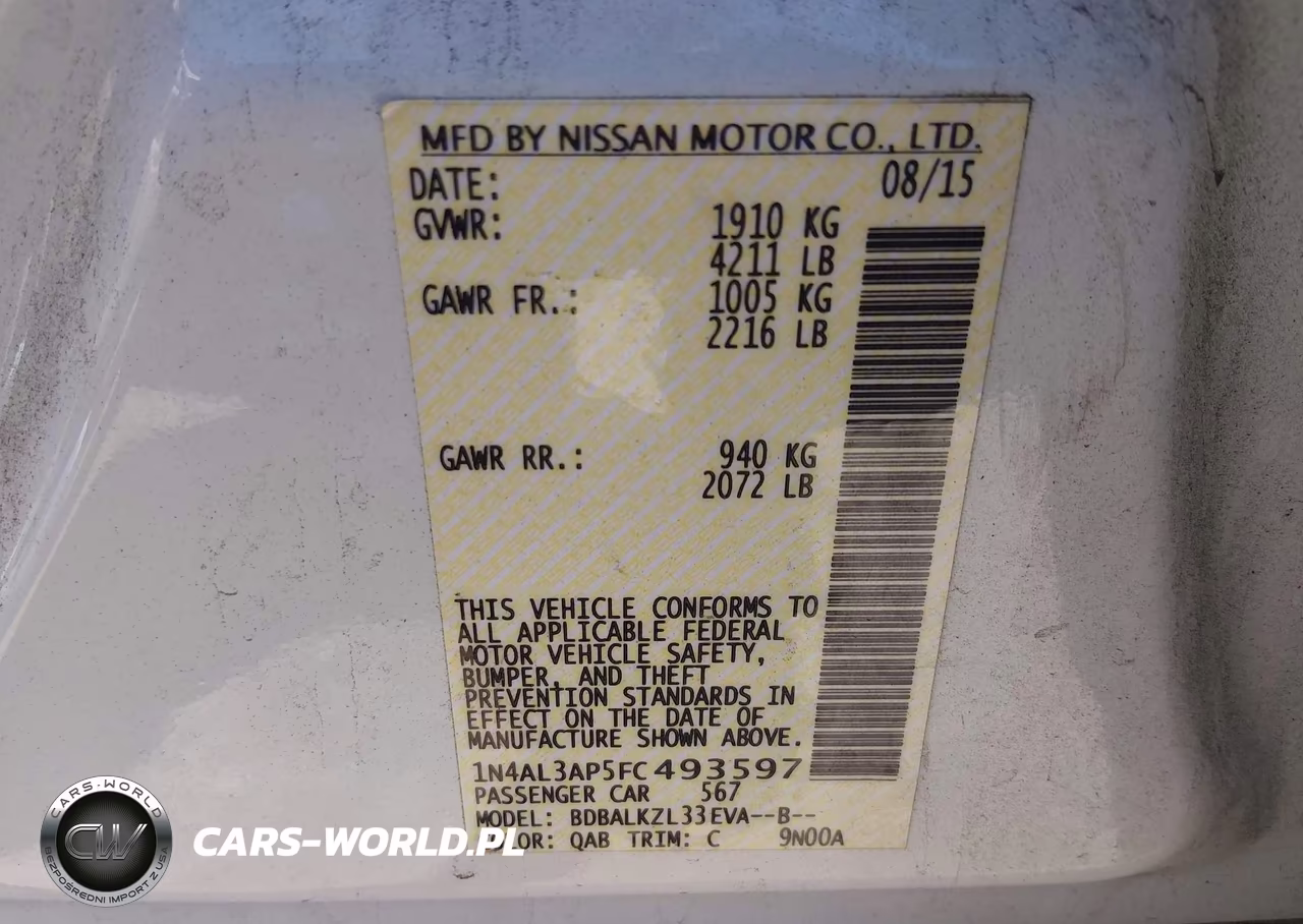 2015 Nissan Altima 2.5 Sv VIN:1N4AL3AP5FC493597 - 9