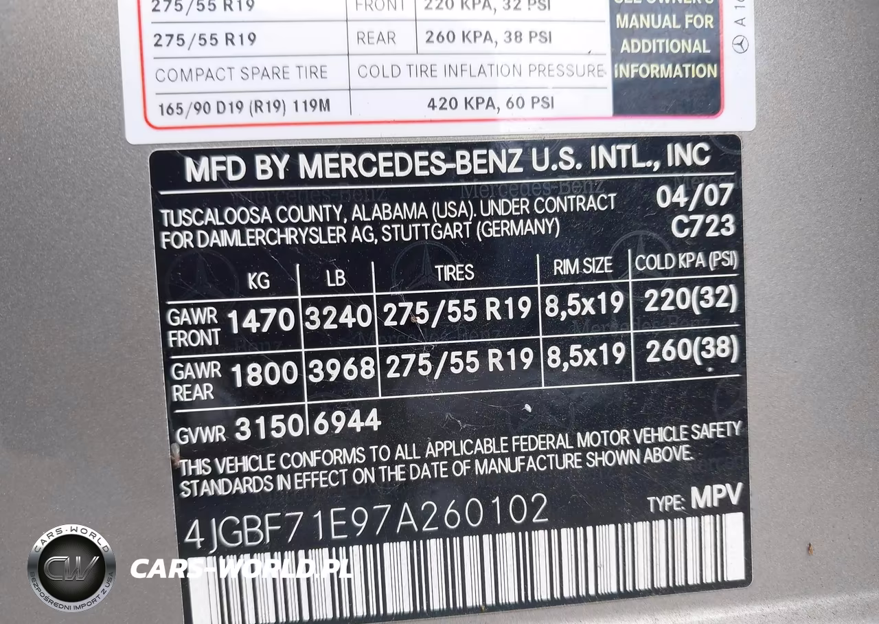 2007 Mercedes-Benz Gl 450 4Matic VIN:4JGBF71E97A260102 - 9