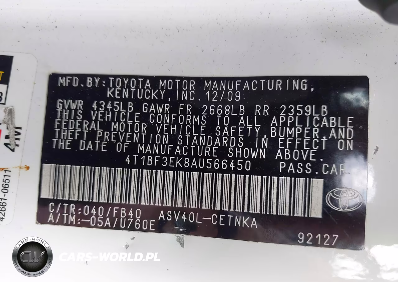 2010 Toyota Camry VIN:4T1BF3EK8AU566450 - 9
