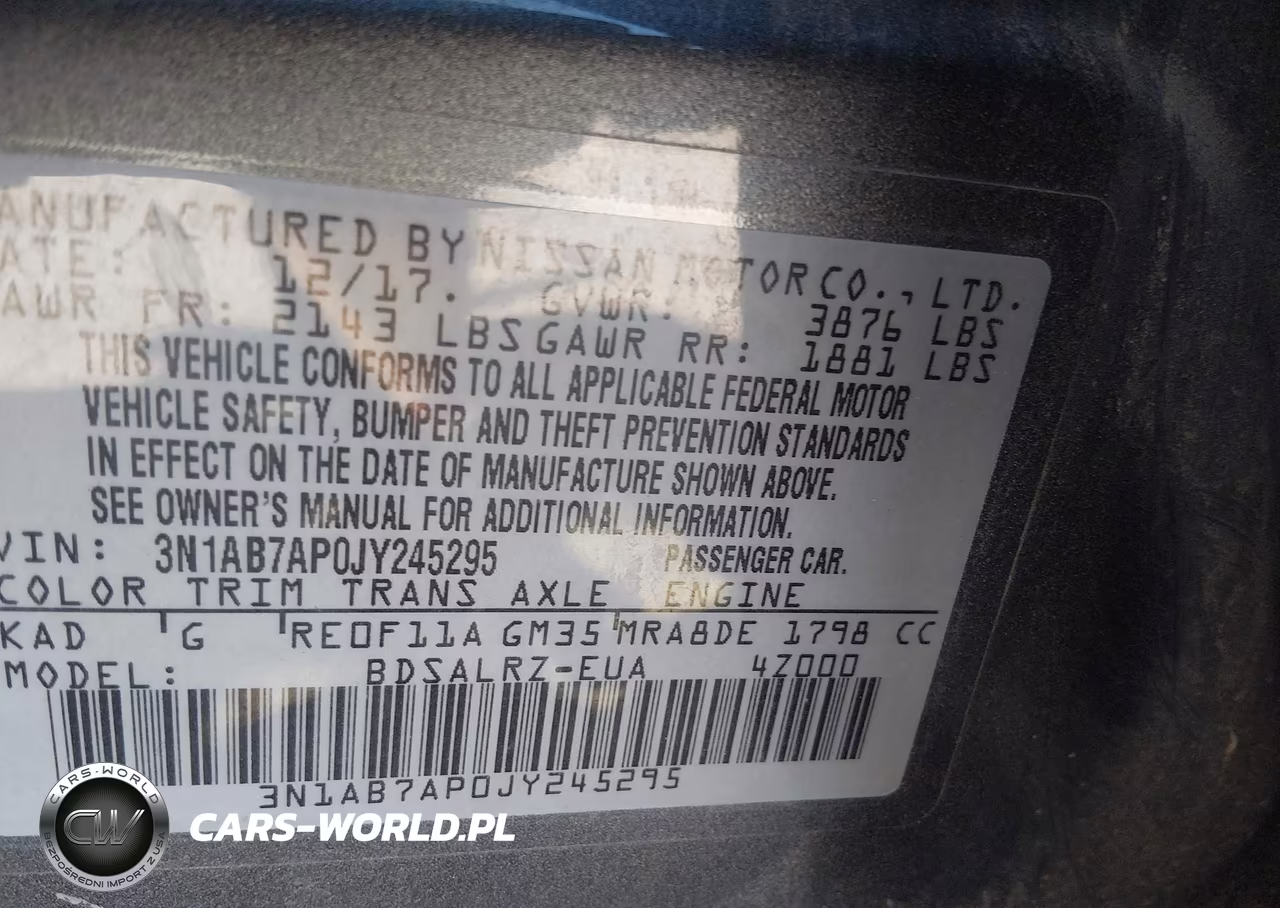 2018 Nissan Sentra Sr VIN:3N1AB7AP0JY245295 - 9