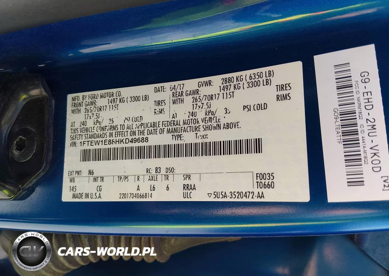 2017 Ford F-150 Xl VIN:1FTEW1E88HKD49688 - 9