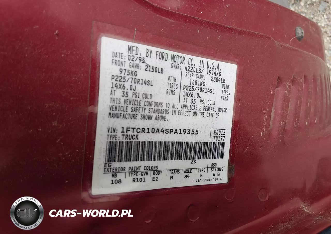 1995 Ford Ranger VIN:1FTCR10A4SPA19355 - 9