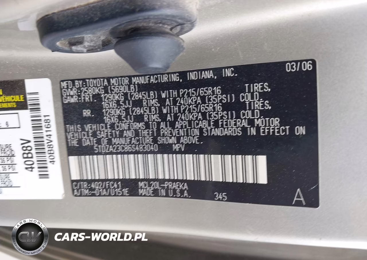 2006 Toyota Sienna Le VIN:5TDZA23C86S483040 - 9