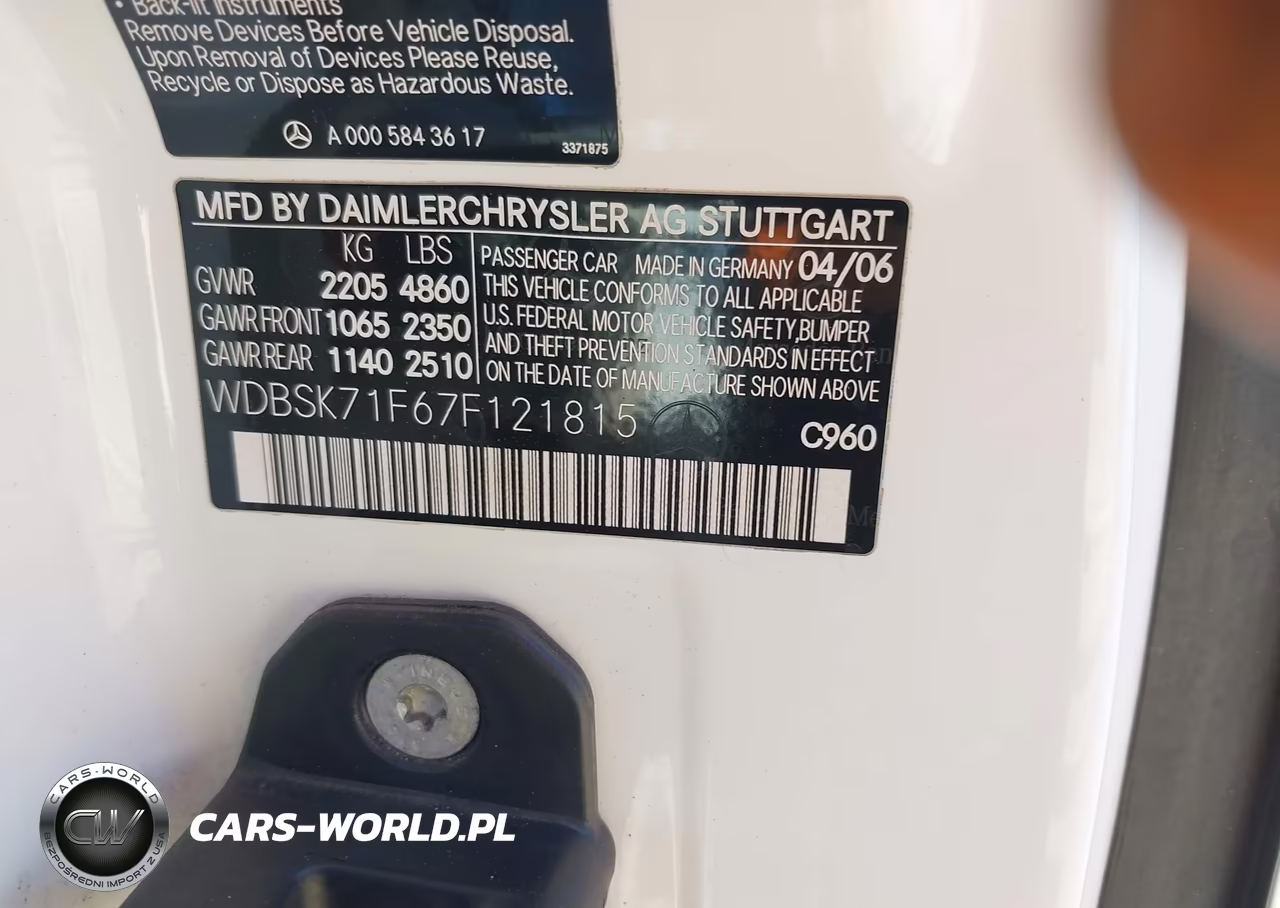 2007 Mercedes-Benz Sl 550 VIN:WDBSK71F67F121815 - 9