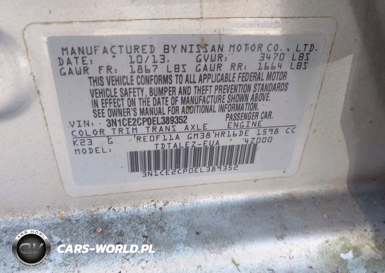 2014 Nissan Versa Note Sv VIN:3N1CE2CP0EL389352 - 9