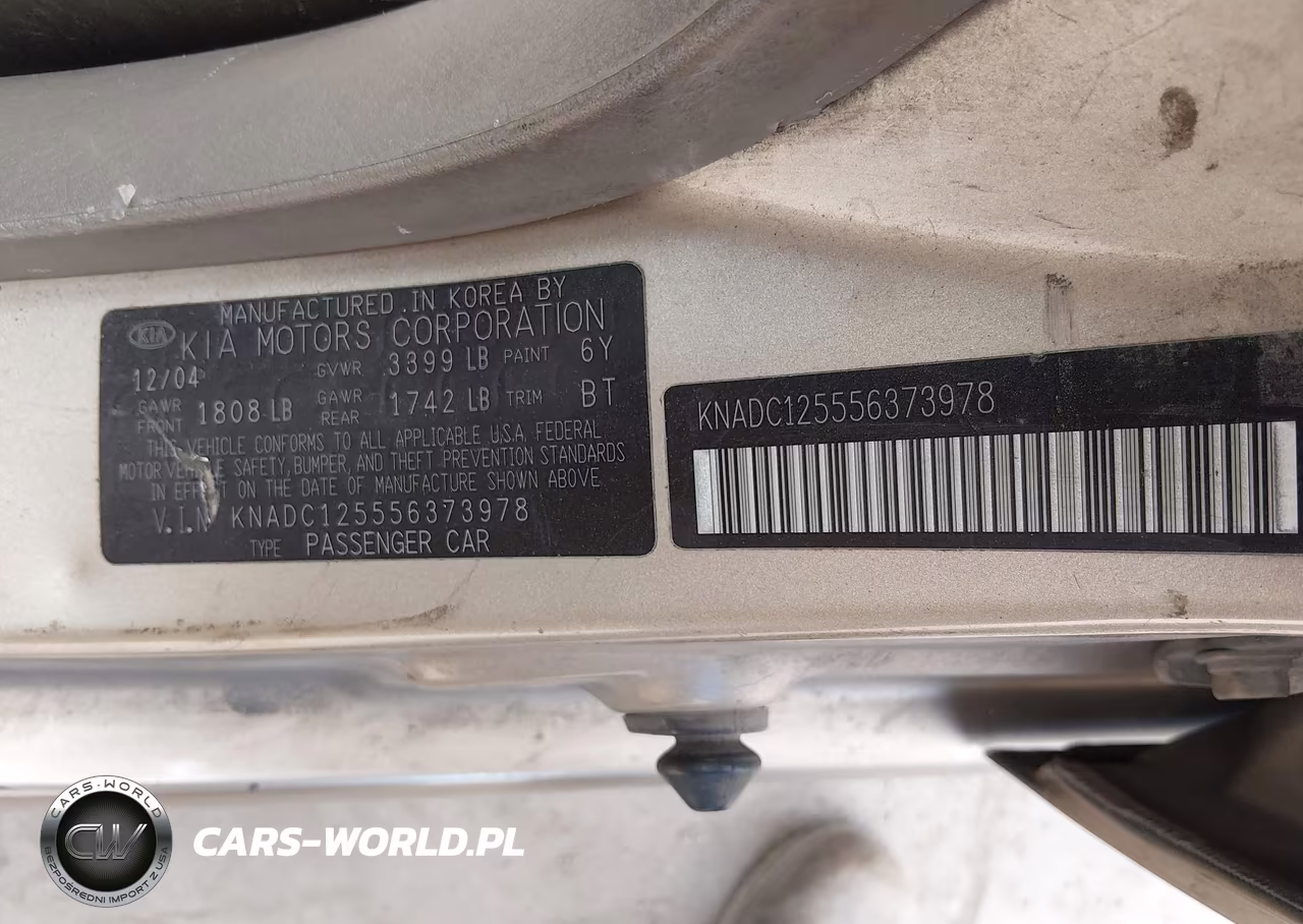 2005 Kia Rio VIN:KNADC125556373978 - 9