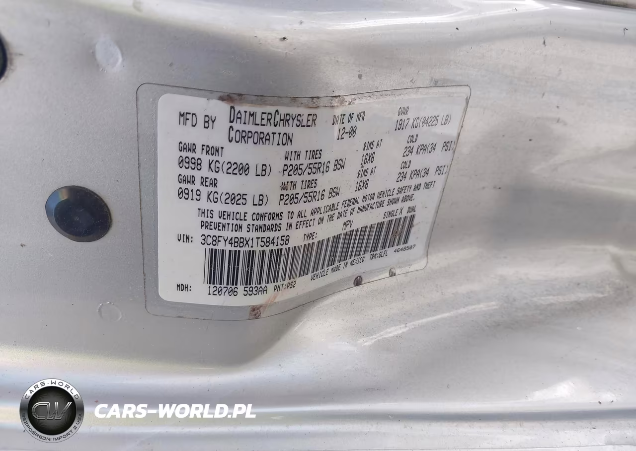 2001 Chrysler Pt Cruiser VIN:3C8FY4BBX1T584158 - 9