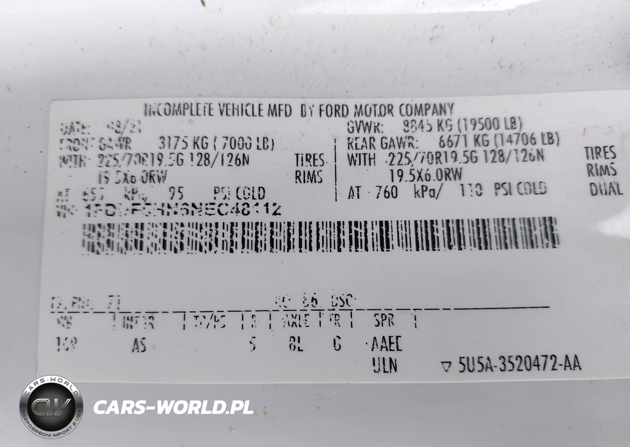 2022 Ford F-550 Chassis Xl VIN:1FDUF5HN6NEC48112 - 8