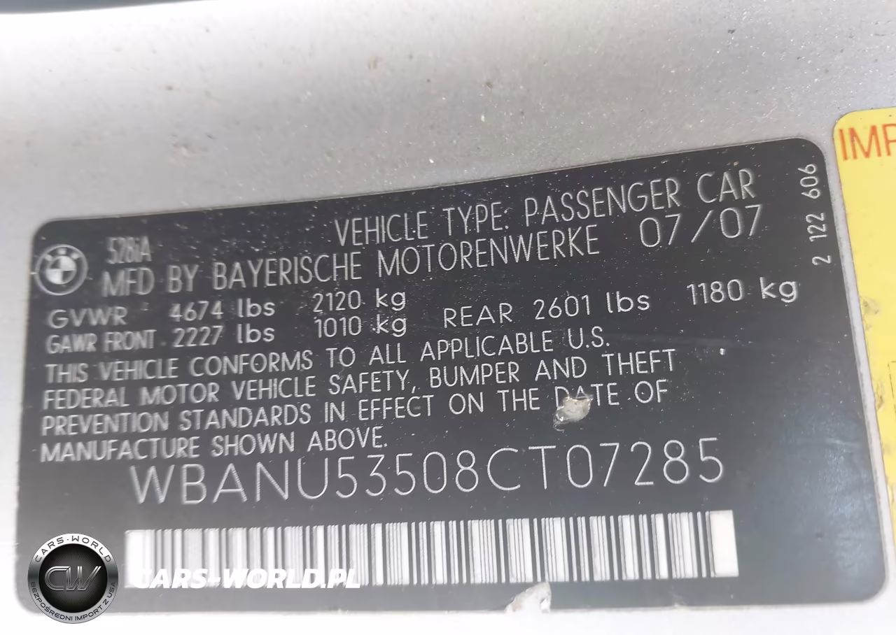 2008 BMW 528I VIN:WBANU53508CT07285 - 9