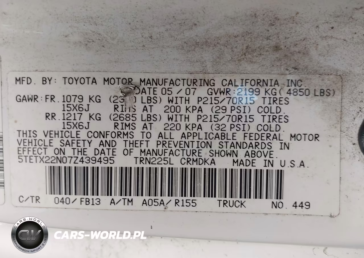 2007 Toyota Tacoma VIN:5TETX22N07Z439495 - 9