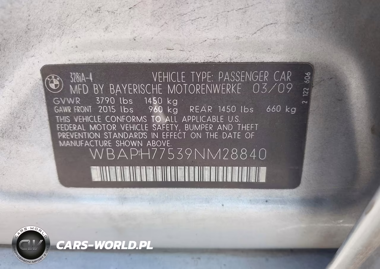 2009 BMW 328I VIN:WBAPH77539NM28840 - 9