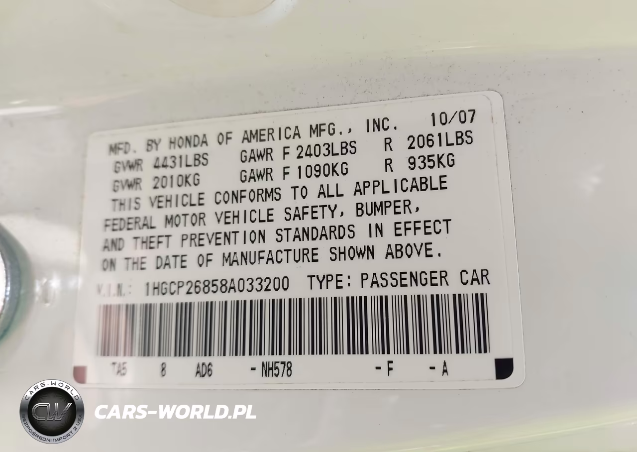 2008 Honda Accord Exl VIN:1HGCP26858A033200 - 9