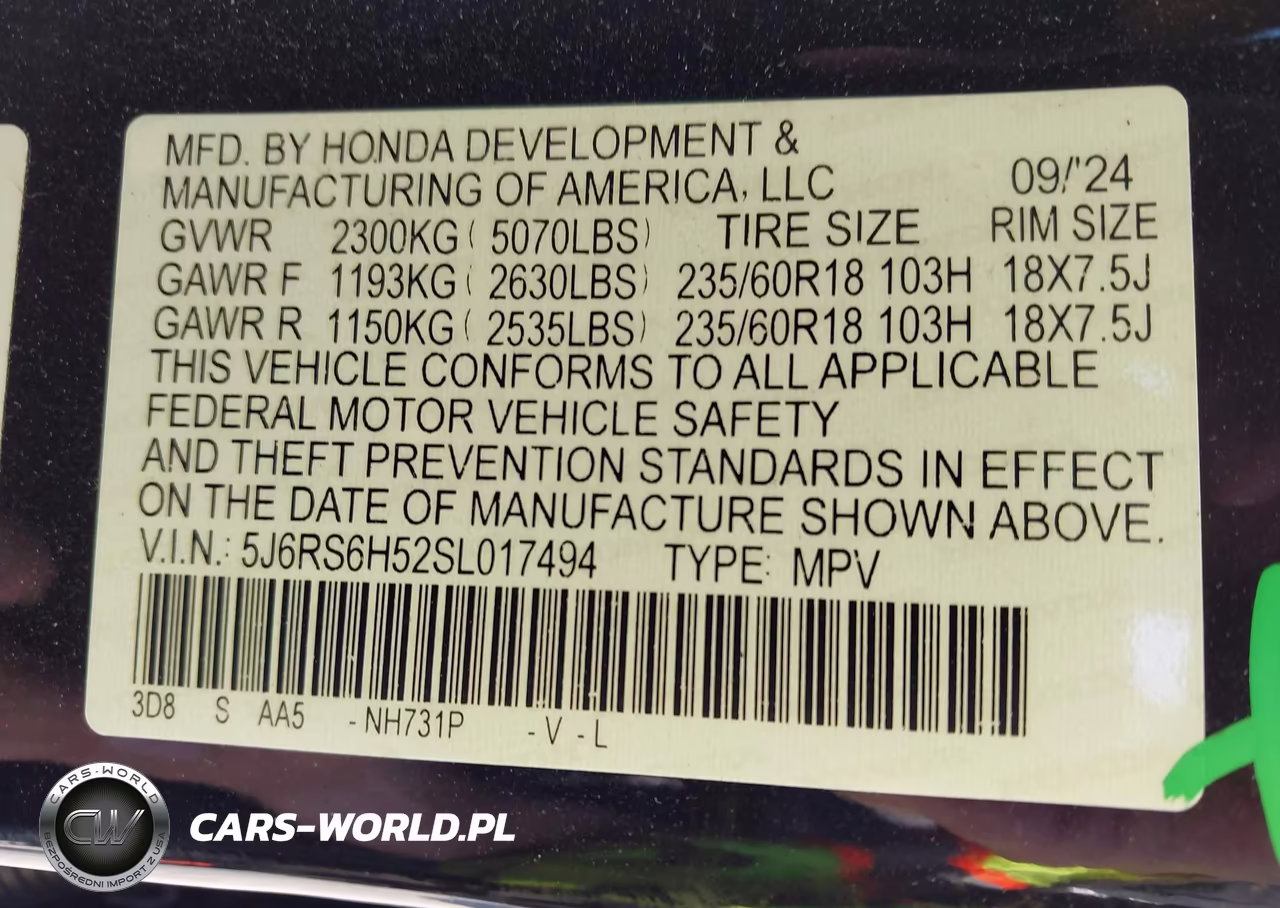 2025 Honda Cr-V Hybrid Sport VIN:5J6RS6H52SL017494 - 9