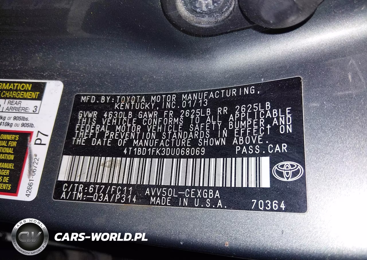 2013 Toyota Camry Hybrid Xle VIN:4T1BD1FK3DU068069 - 9