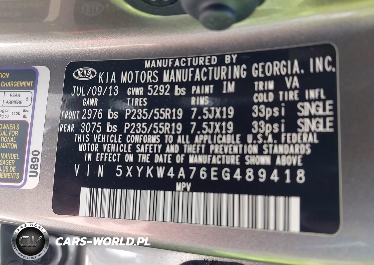 2014 Kia Sorento Limited V6 VIN:5XYKW4A76EG489418 - 9