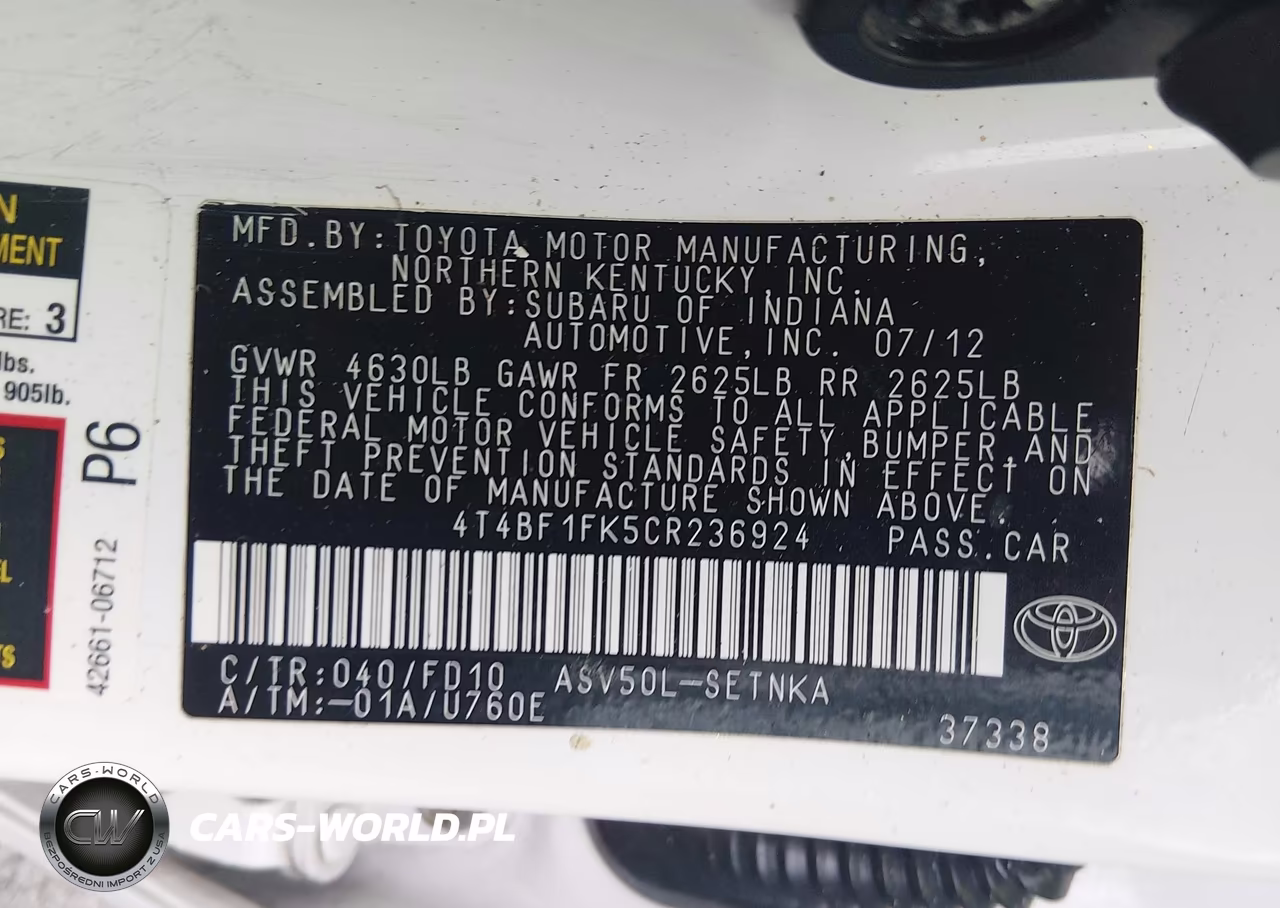 2012 Toyota Camry Le VIN:4T4BF1FK5CR236924 - 9