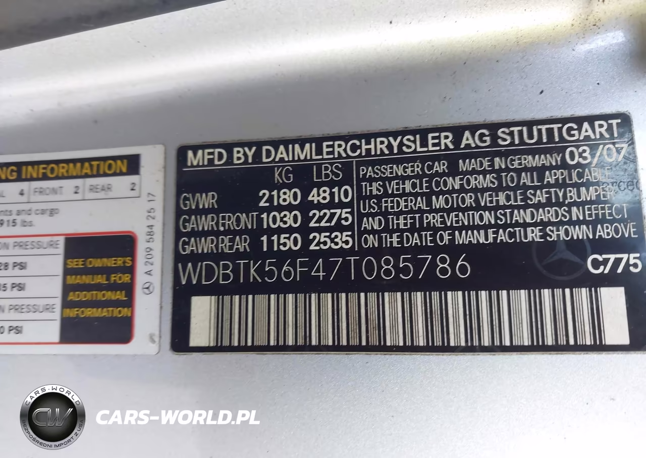 2007 Mercedes-Benz Clk 350 VIN:WDBTK56F47T085786 - 9