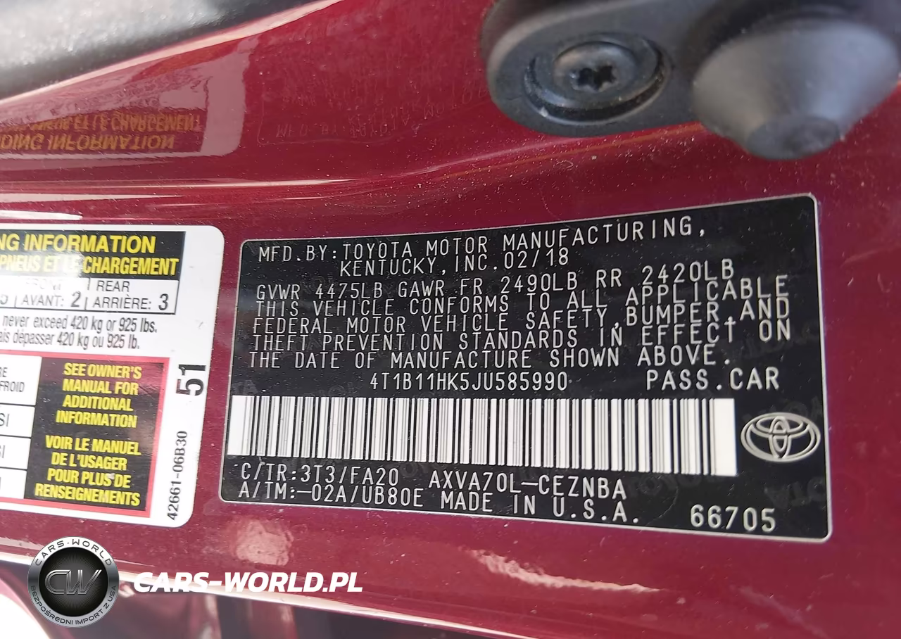 2018 Toyota Camry Le VIN:4T1B11HK5JU585990 - 9