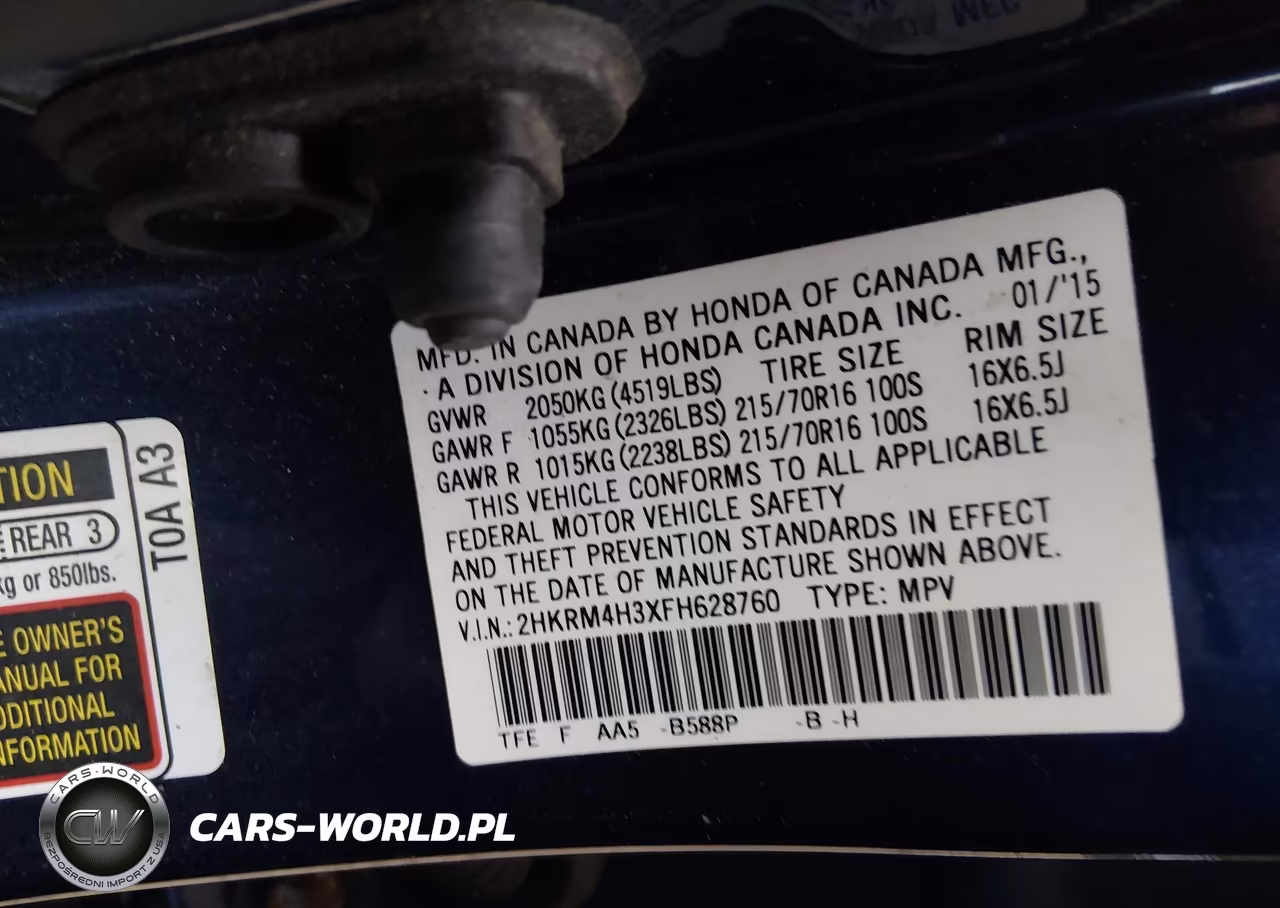 2015 Honda Cr-V Lx VIN:2HKRM4H3XFH628760 - 9