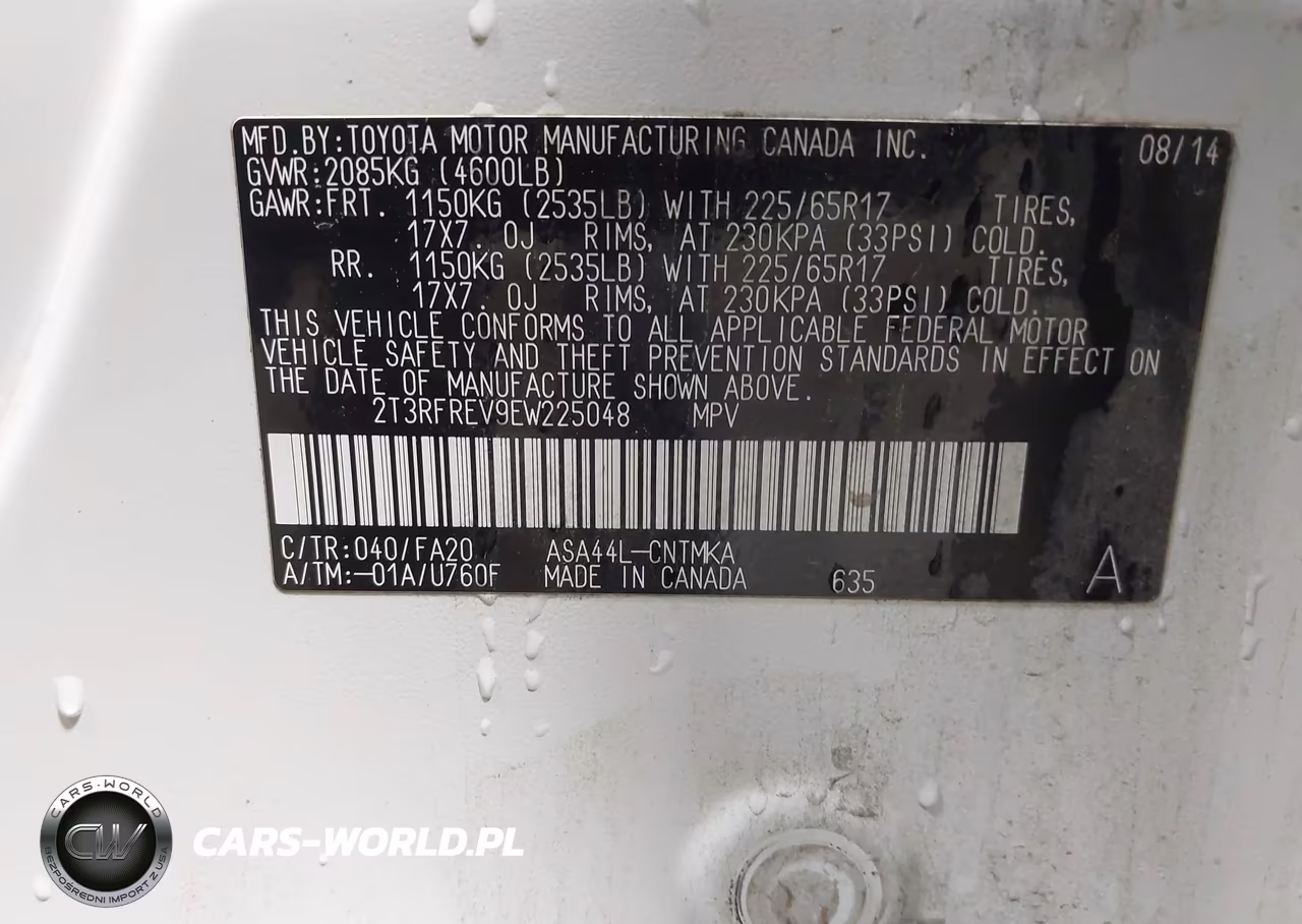 2014 Toyota Rav4 Xle VIN:2T3RFREV9EW225048 - 9