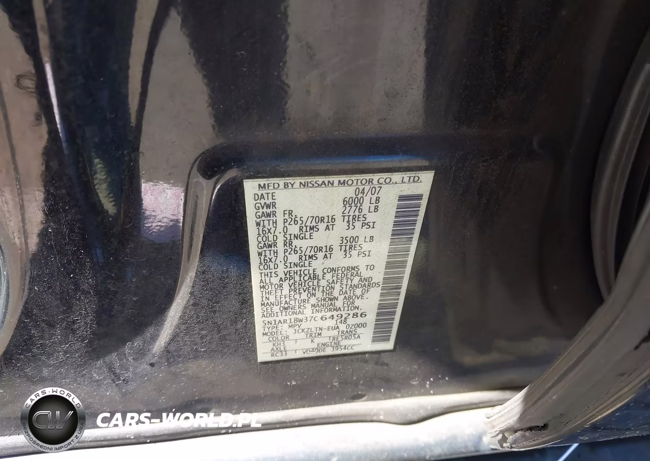 2007 Nissan Pathfinder Se VIN:5N1AR18W37C649286 - 9