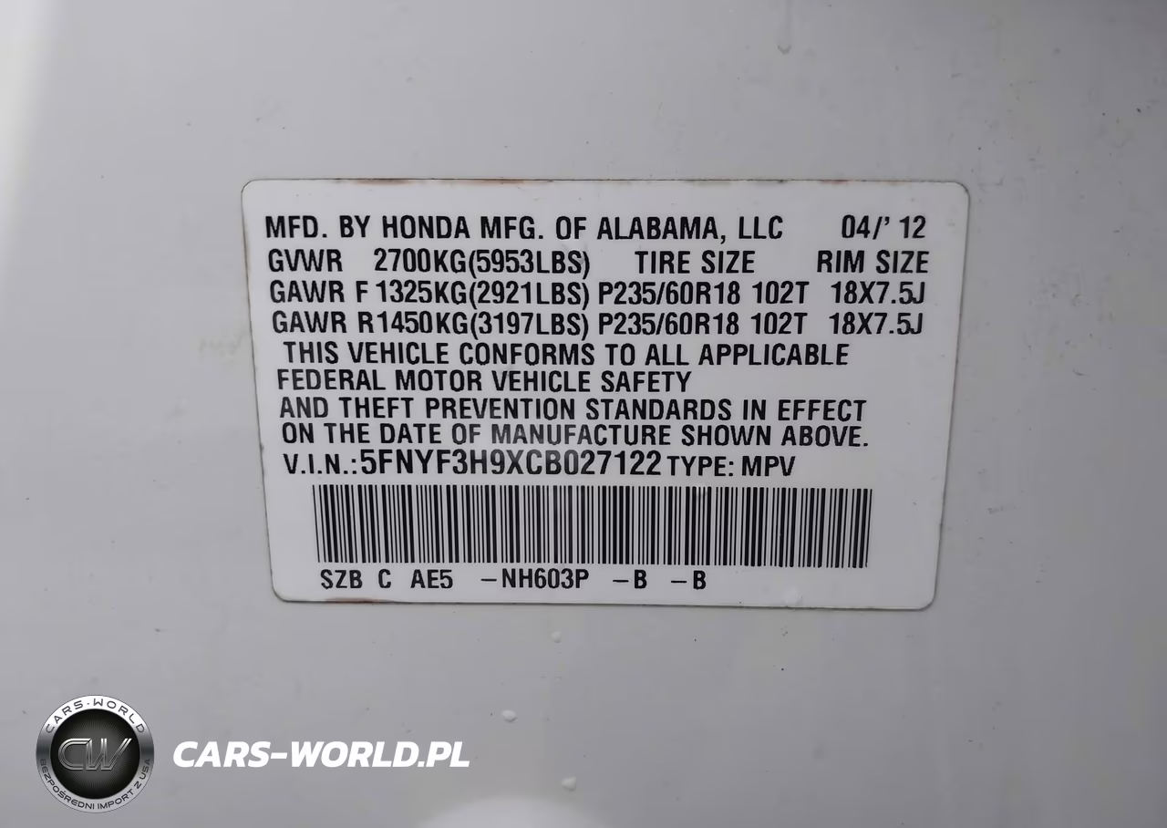 2012 Honda Pilot Touring VIN:5FNYF3H9XCB027122 - 9