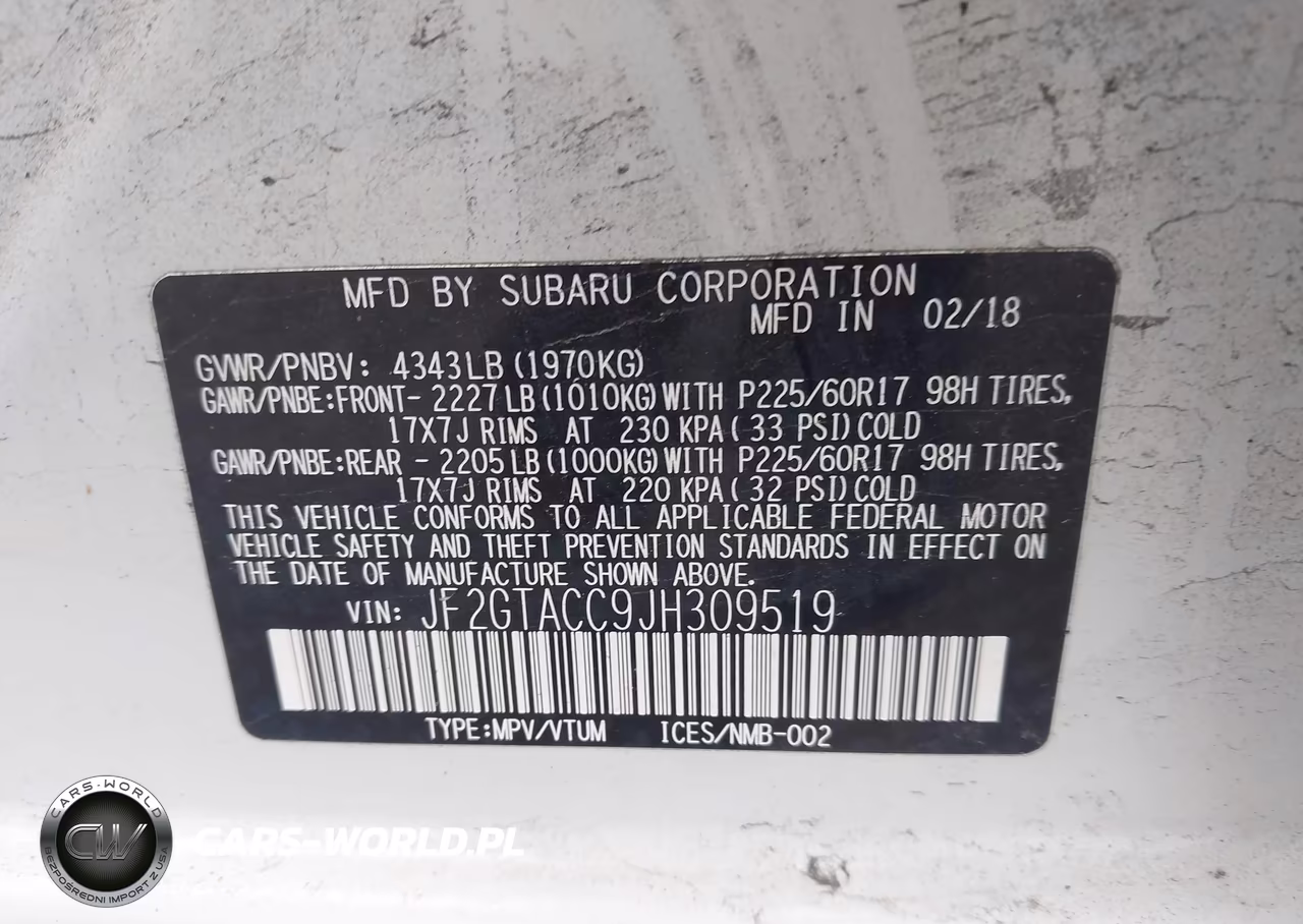 2018 Subaru Crosstrek 2.0I Premium VIN:JF2GTACC9JH309519 - 9