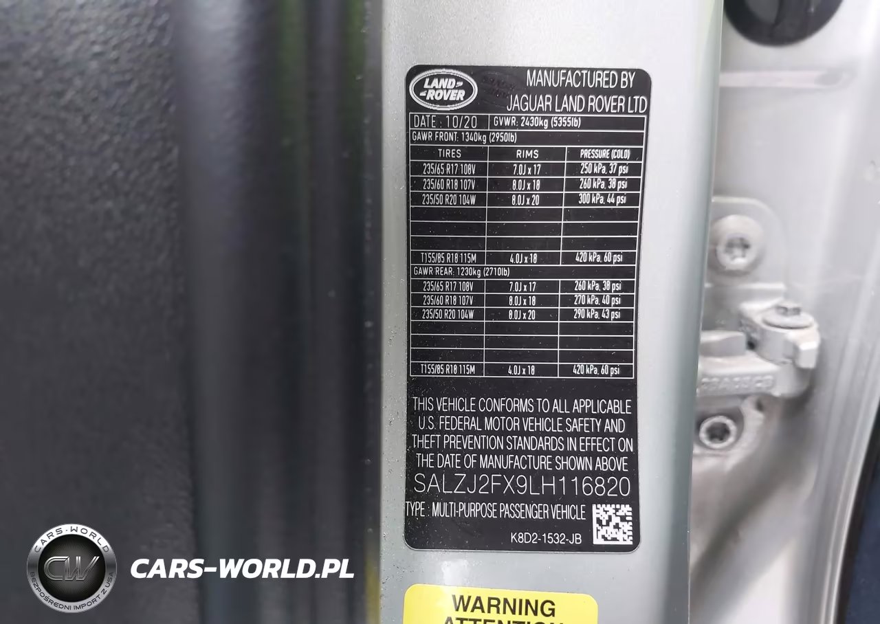 2020 Land Rover Range Rover Evoque S VIN:SALZJ2FX9LH116820 - 9
