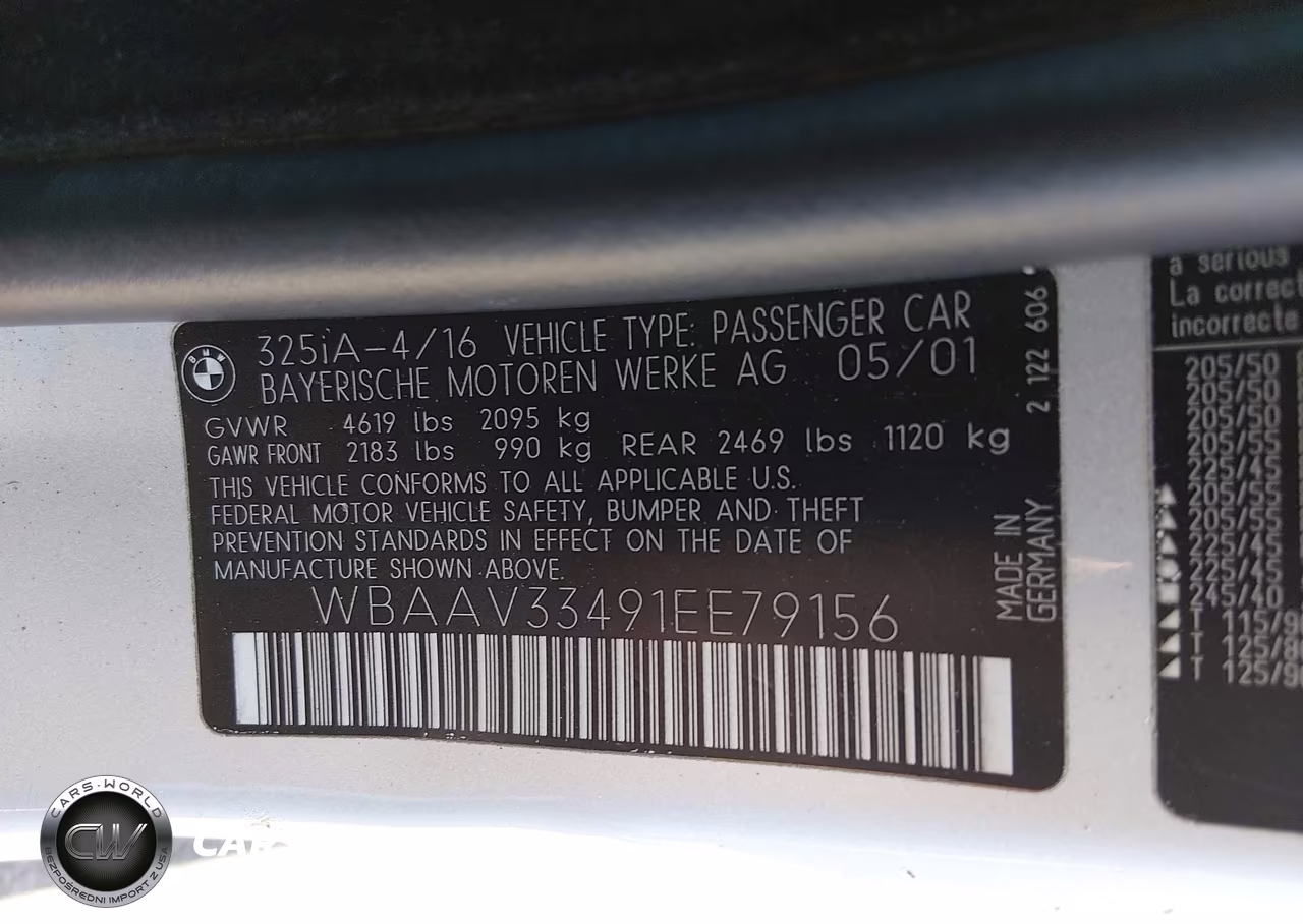 2001 BMW 325I VIN:WBAAV33491EE79156 - 9