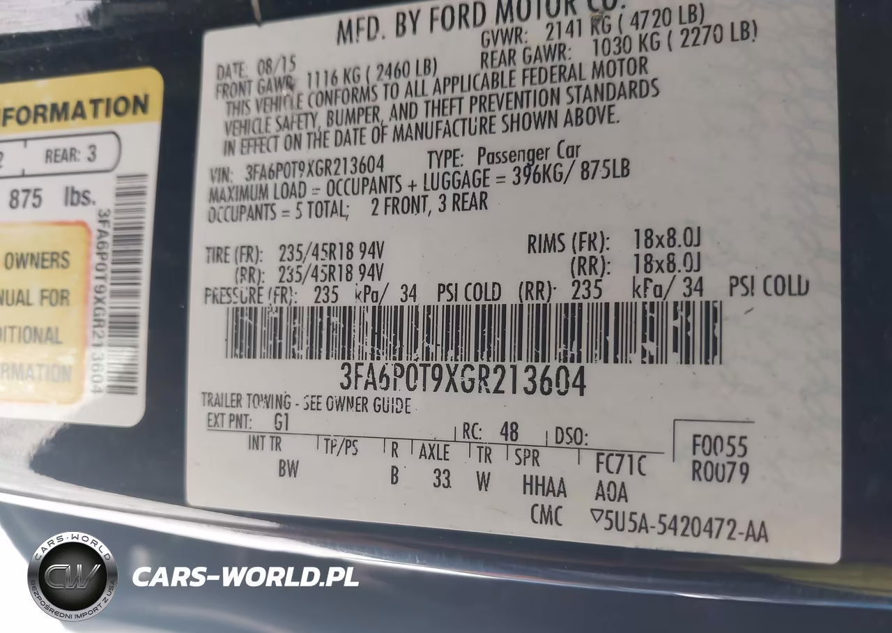 2016 Ford Fusion Se VIN:3FA6P0T9XGR213604 - 9