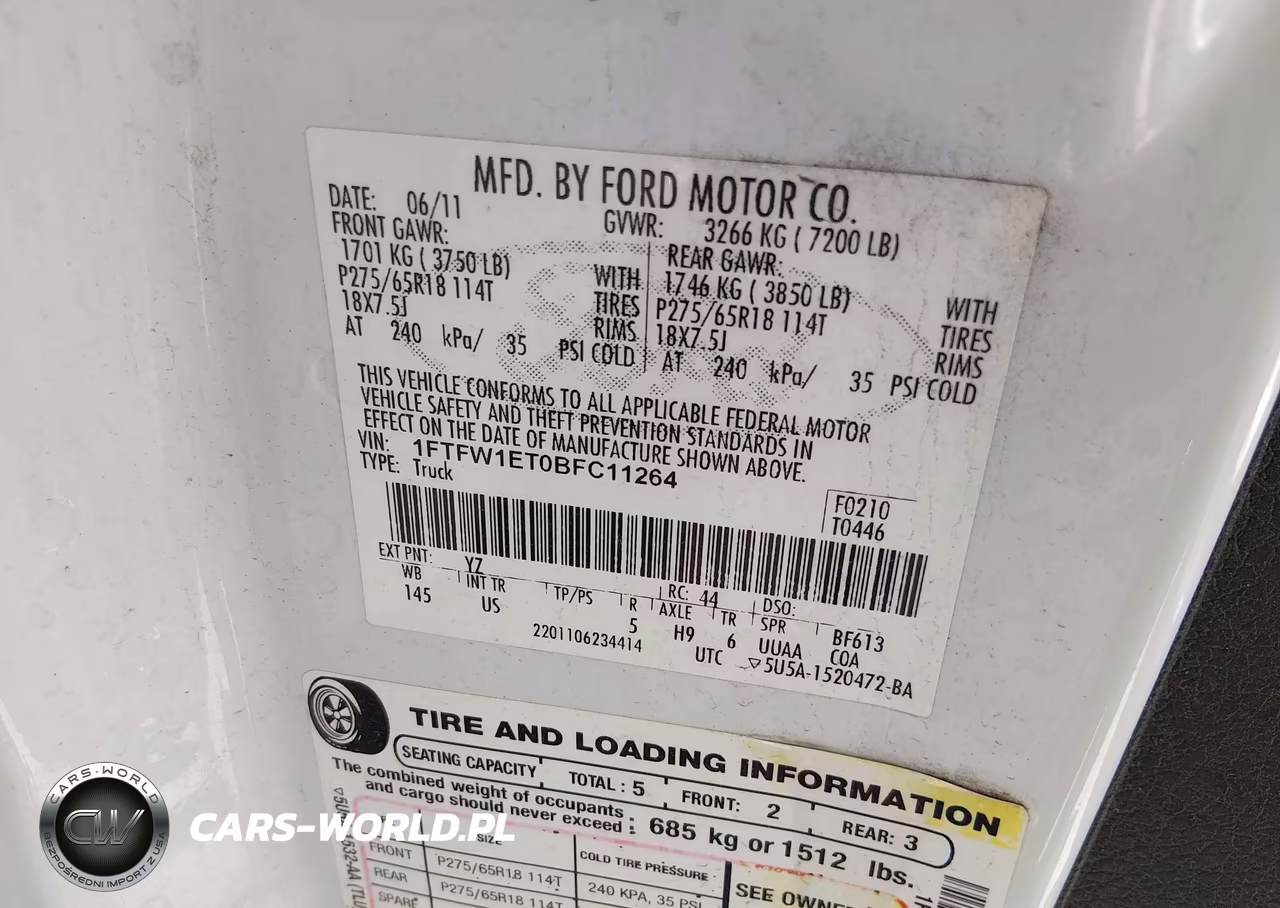 2011 Ford F-150 Xlt VIN:1FTFW1ET0BFC11264 - 9
