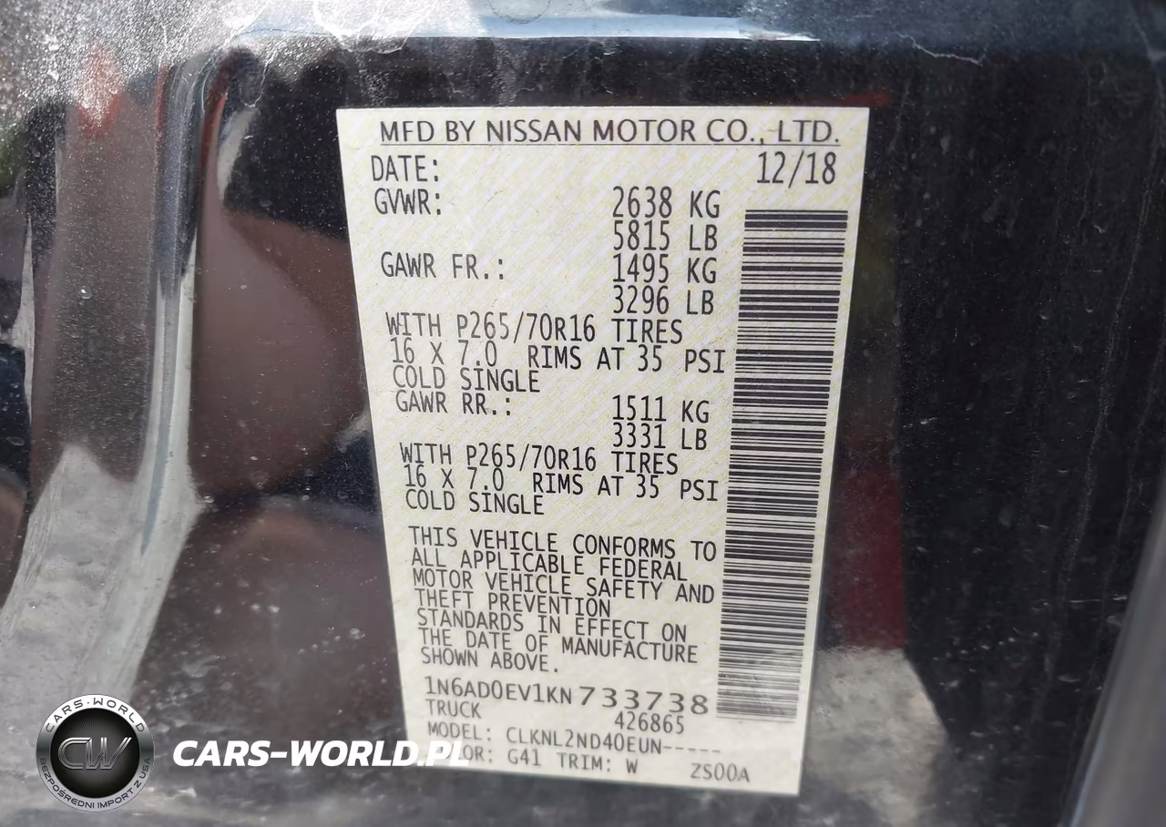 2019 Nissan Frontier Sv VIN:1N6AD0EV1KN733738 - 9
