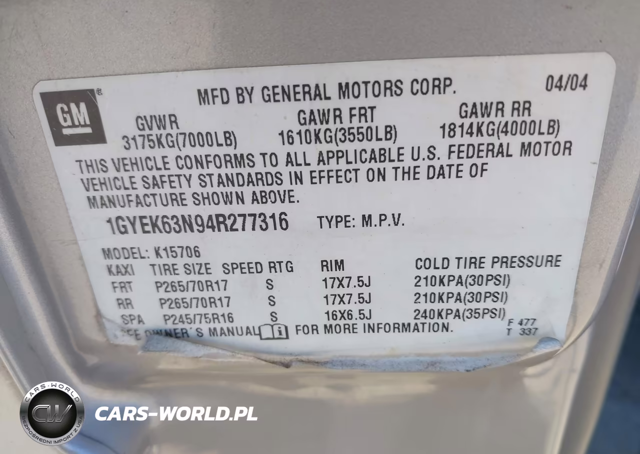 2004 Cadillac Escalade Standard VIN:1GYEK63N94R277316 - 9