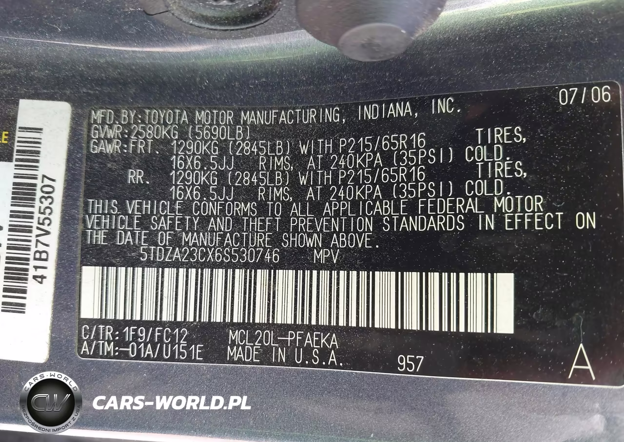 2006 Toyota Sienna Le VIN:5TDZA23CX6S530746 - 9
