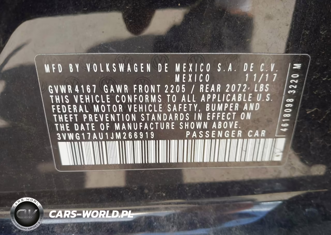 2018 Volkswagen Golf Tsi S-Tsi Se VIN:3VWG17AU1JM266919 - 9