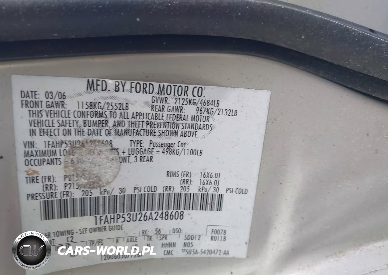 2006 Ford Taurus Se VIN:1FAHP53U26A248608 - 9