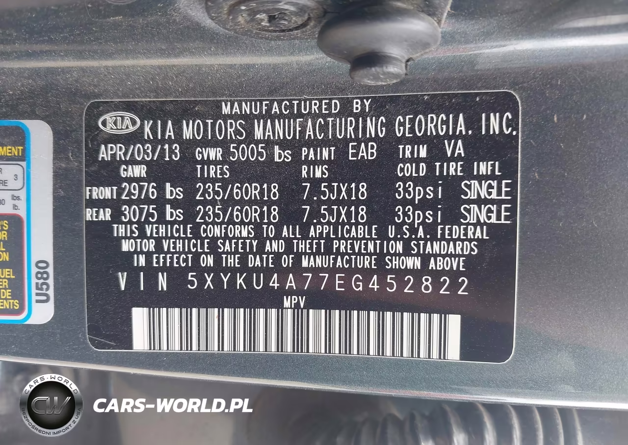 2014 Kia Sorento Ex V6 VIN:5XYKU4A77EG452822 - 9