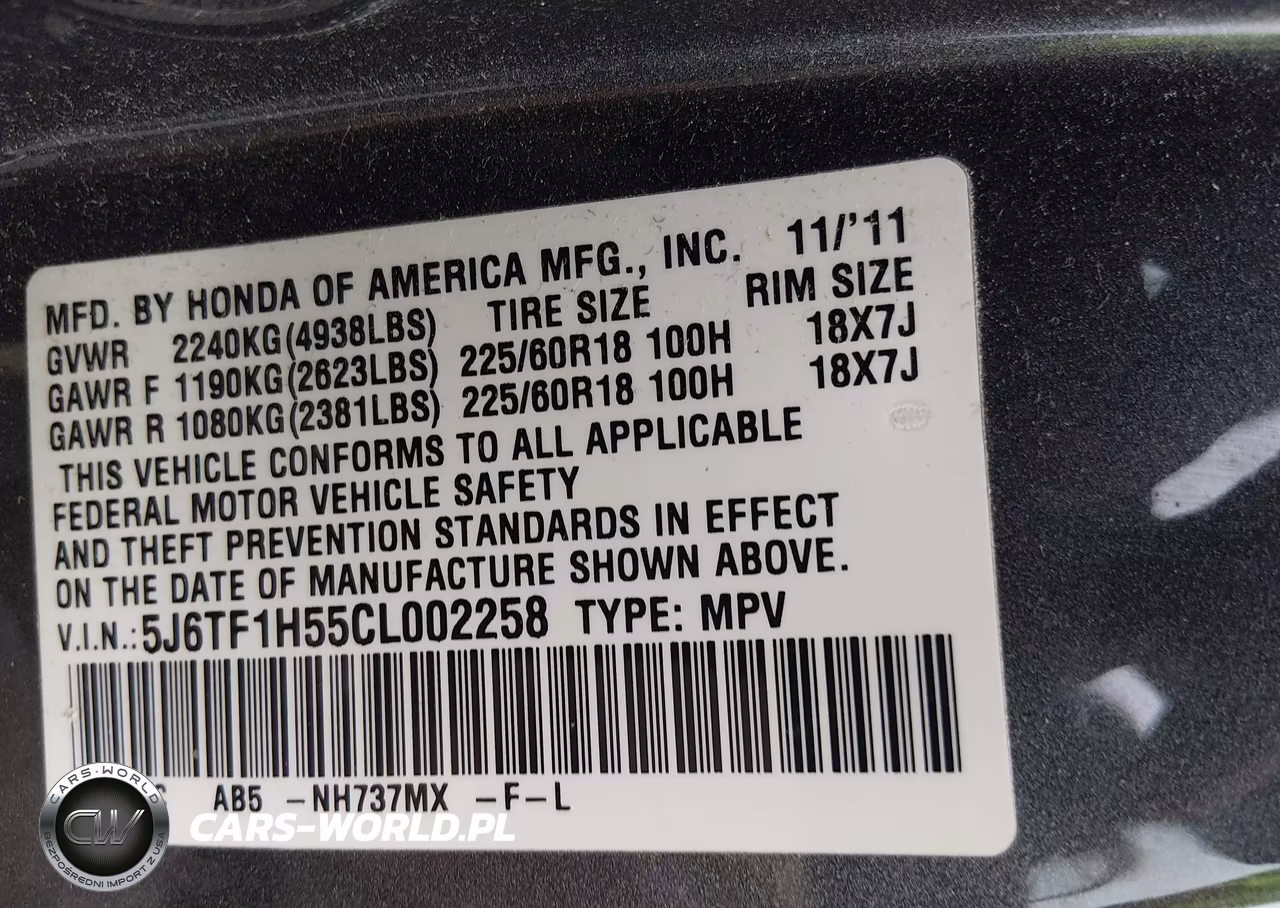 2012 Honda Crosstour Ex-L VIN:5J6TF1H55CL002258 - 9