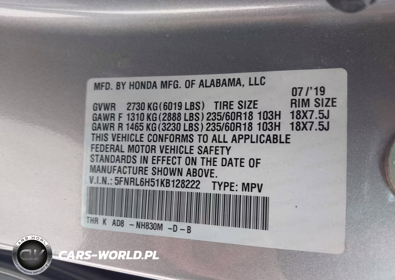 2019 Honda Odyssey Ex VIN:5FNRL6H51KB128222 - 9