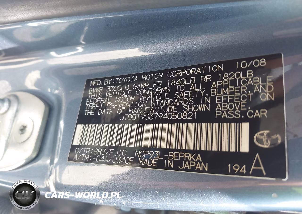 2009 Toyota Yaris VIN:JTDBT903794050821 - 9