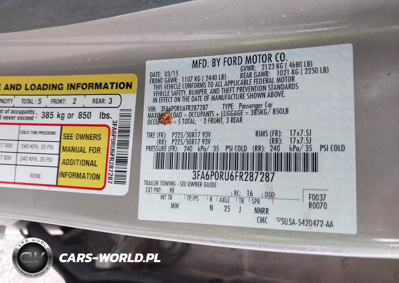 2015 Ford Fusion Hybrid Titanium VIN:3FA6P0RU6FR287287 - 9