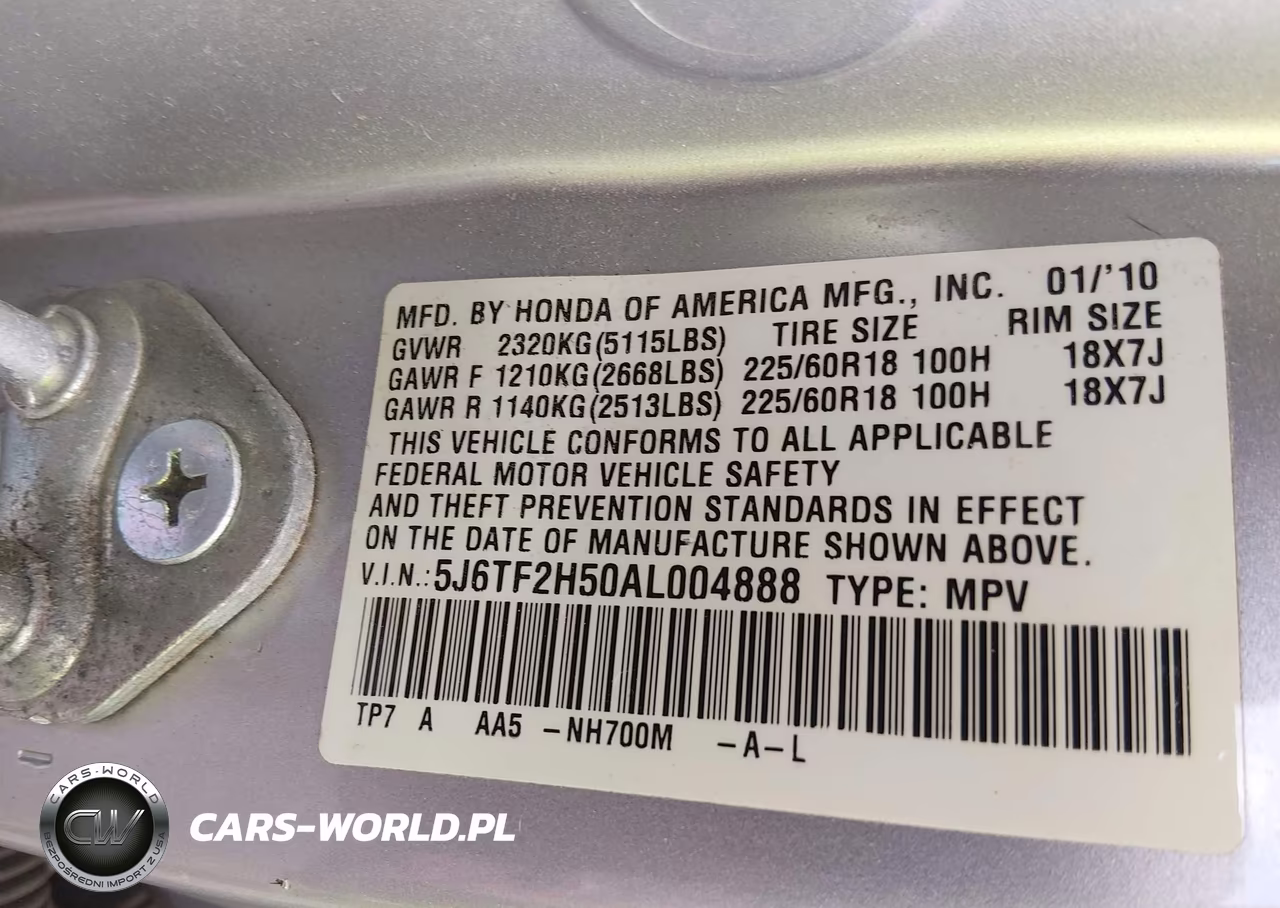 2010 Honda Accord Crosstour Ex-L VIN:5J6TF2H50AL004888 - 9