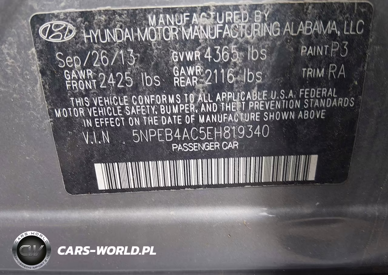 2014 Hyundai Sonata Gls VIN:5NPEB4AC5EH819340 - 9