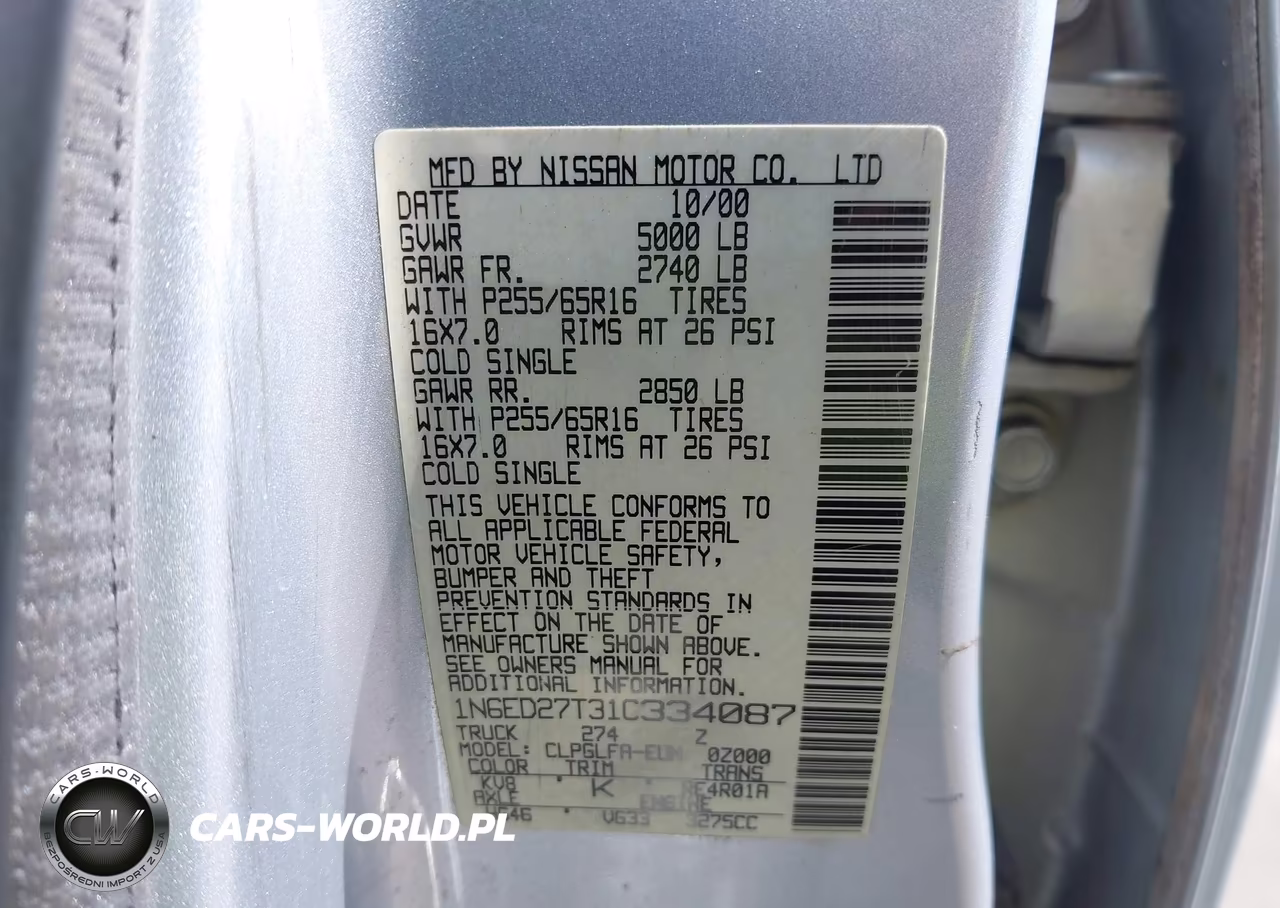 2001 Nissan Frontier Se-V6 VIN:1N6ED27T31C334087 - 9
