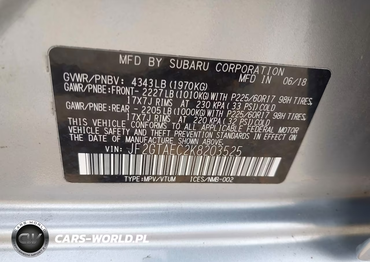 2019 Subaru Crosstrek 2.0I Premium VIN:JF2GTAEC2K8203525 - 9
