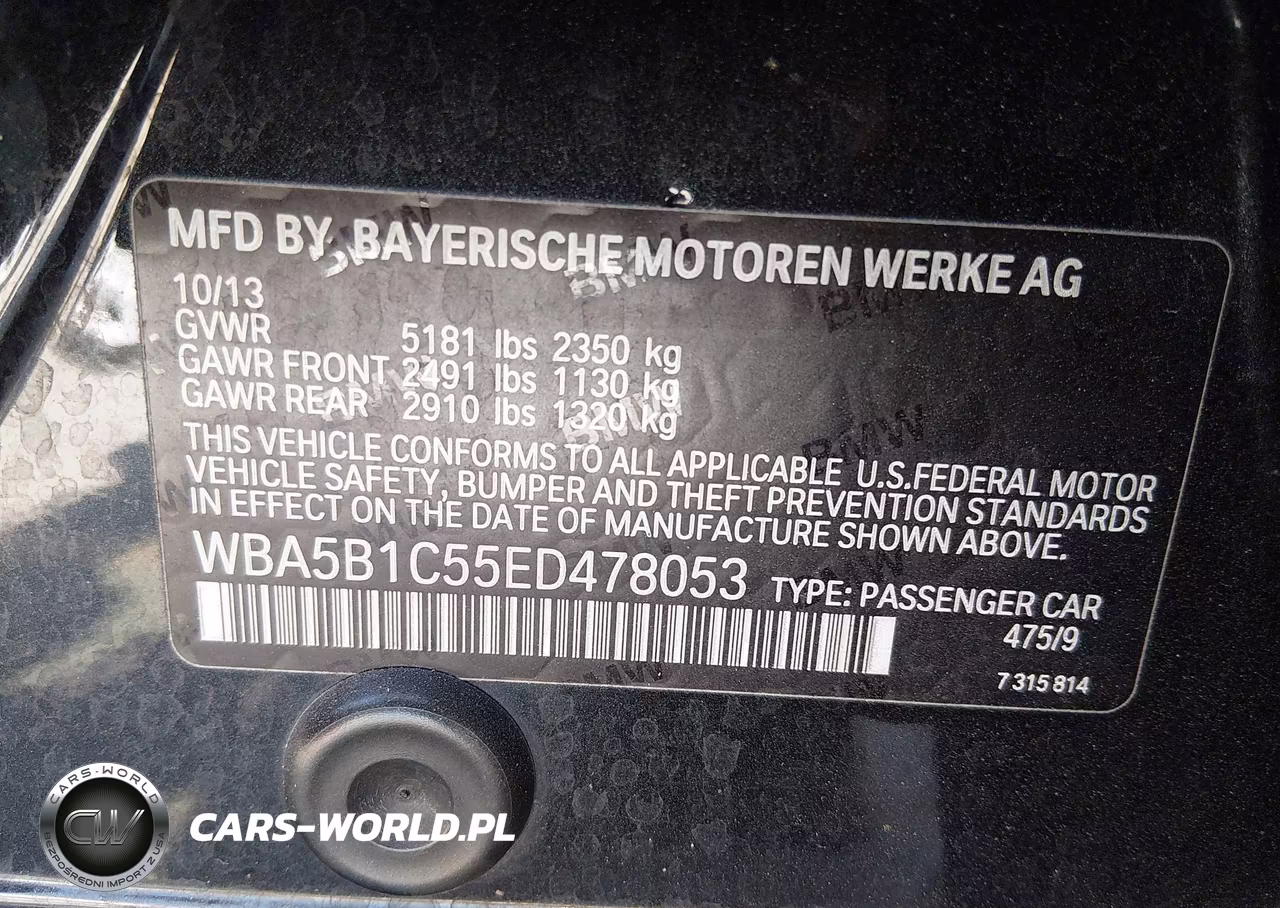 2014 BMW 535I VIN:WBA5B1C55ED478053 - 9