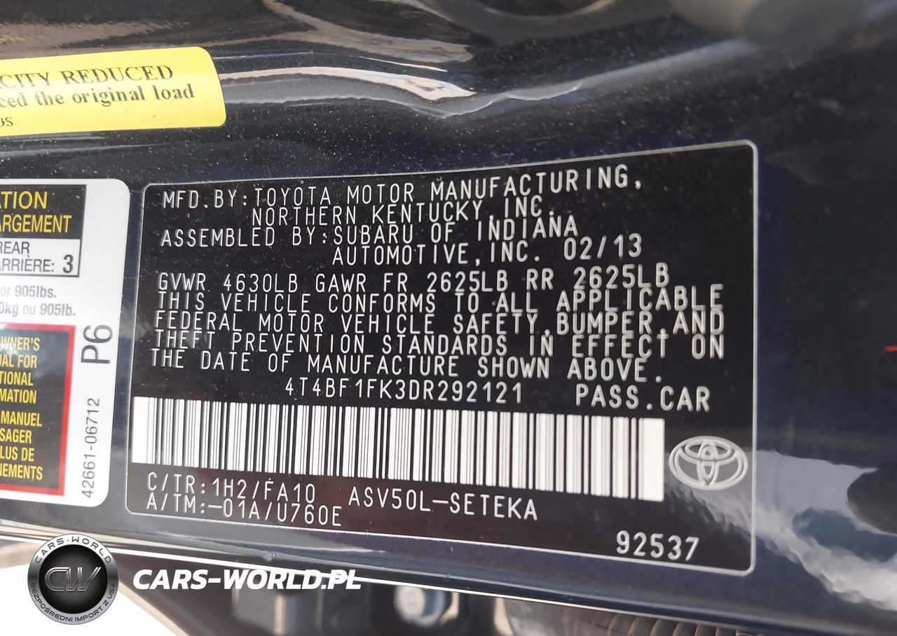 2013 Toyota Camry L VIN:4T4BF1FK3DR292121 - 9