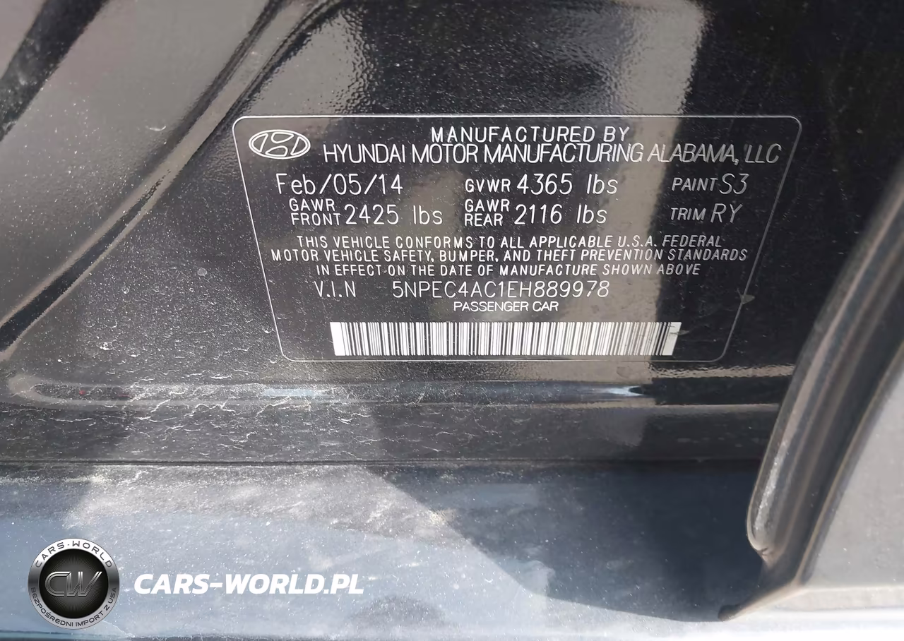 2014 Hyundai Sonata Se VIN:5NPEC4AC1EH889978 - 9