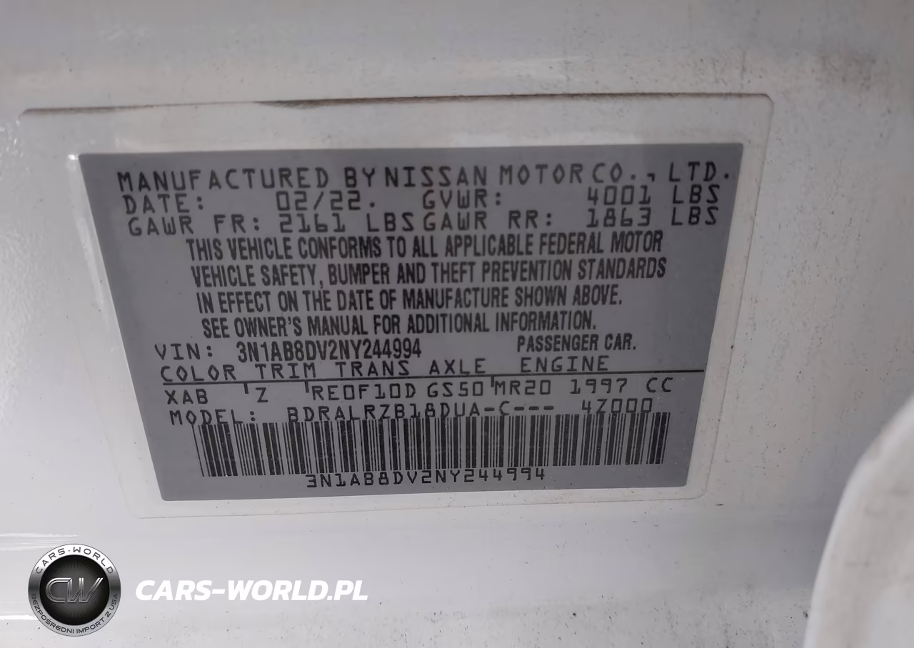 2022 Nissan Sentra Sr Xtronic Cvt VIN:3N1AB8DV2NY244994 - 9