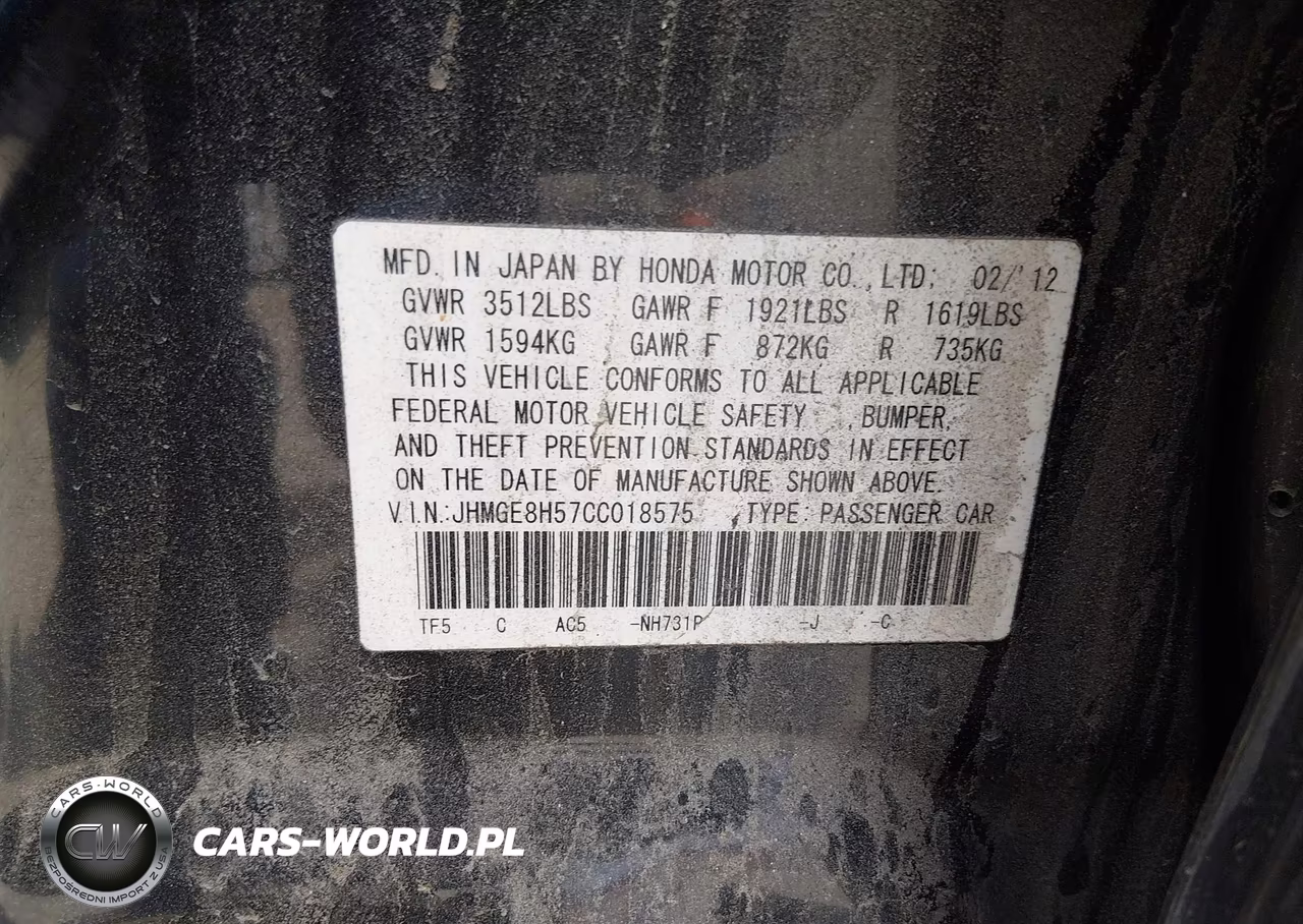 2012 Honda Fit Sport VIN:JHMGE8H57CC018575 - 9